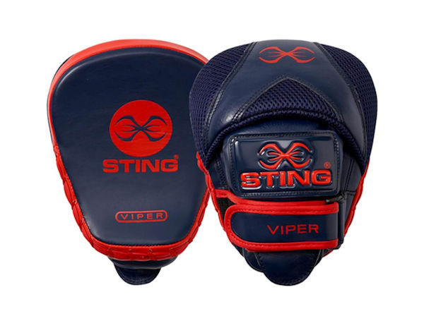 Sting Boxing Viper Speed Leather Gel Focus Pads Mitts Navy Red